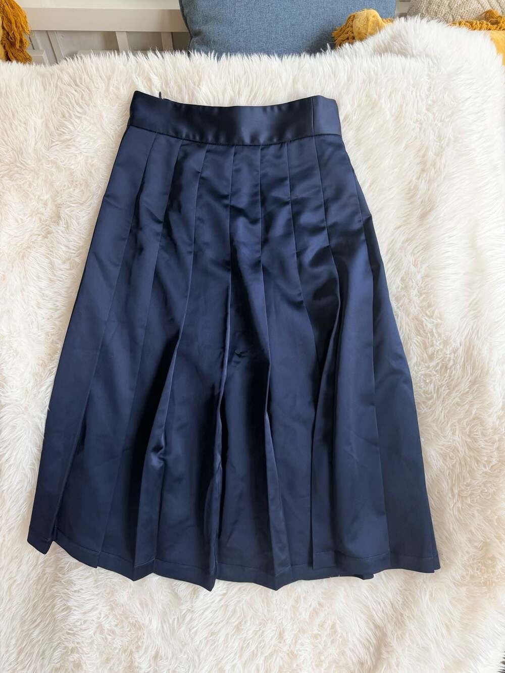 NOMIA Navy Blue Pleated Midi Skirt